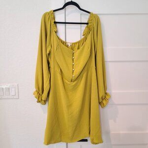 NEW Curvy Sense Chartreuse Fit and Flare Dress Plus Size 3X